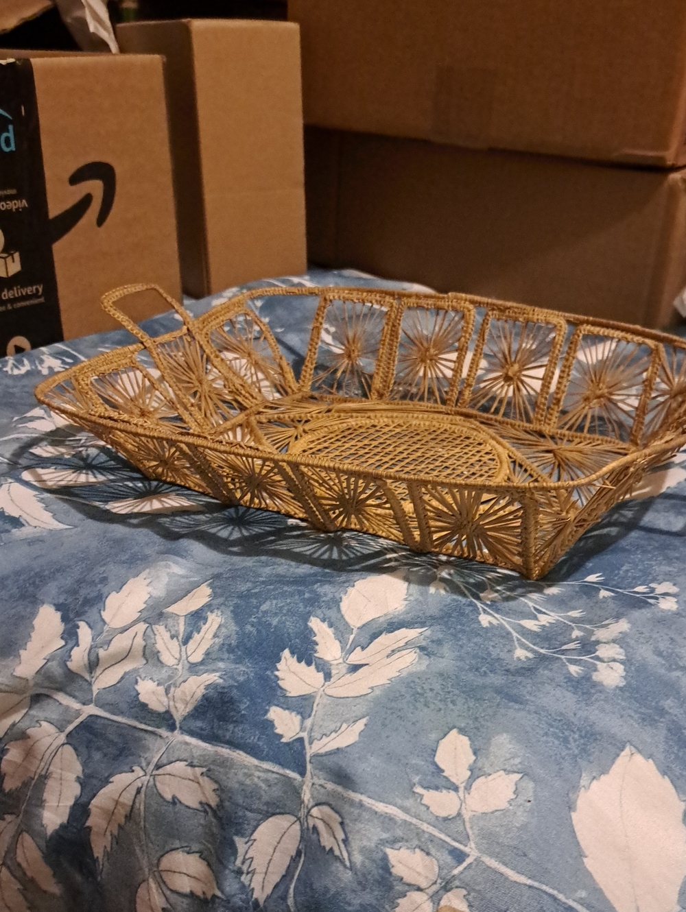 Woven Decorative Wicker Basket- Golden Brown